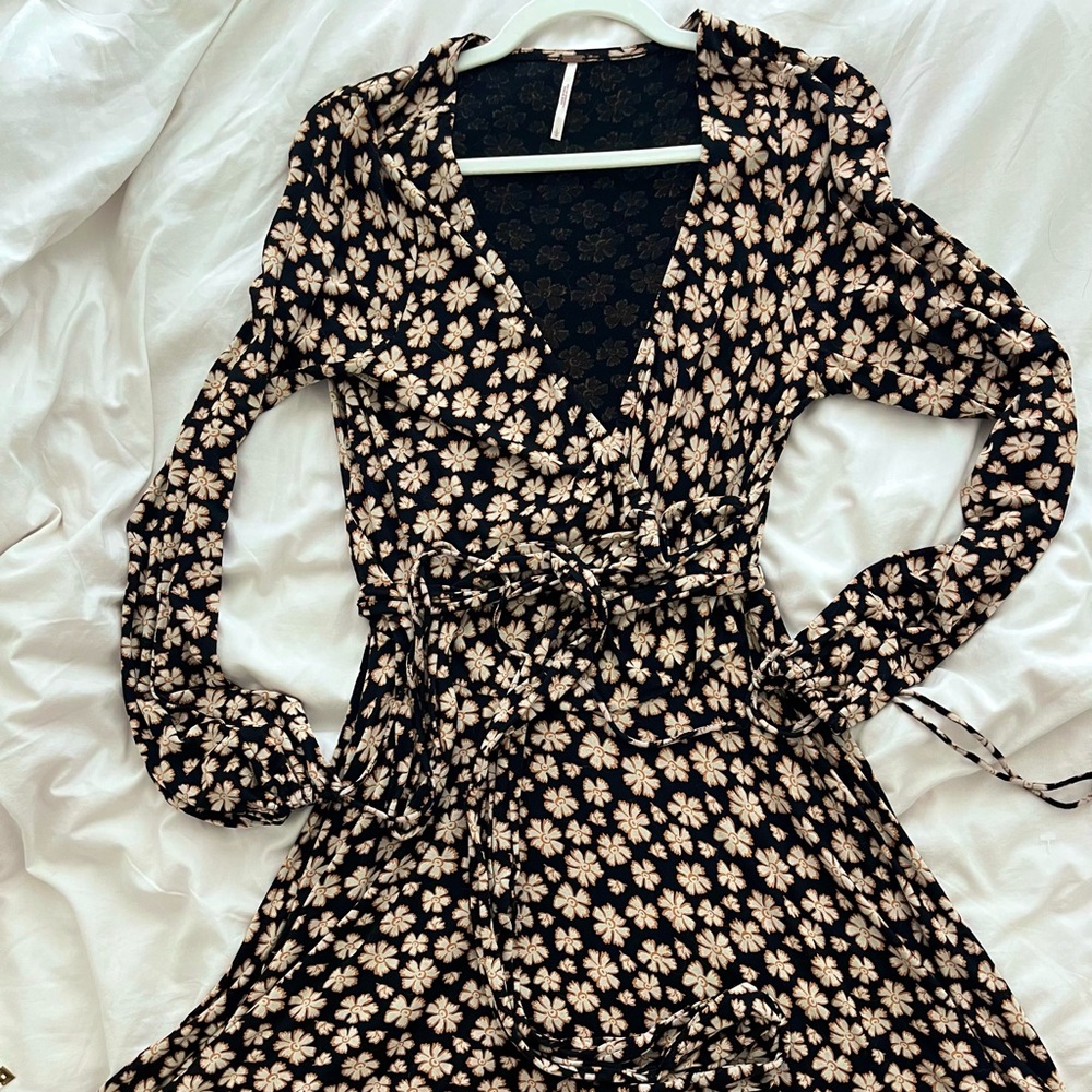 Free People Floral Faux Wrap Dress